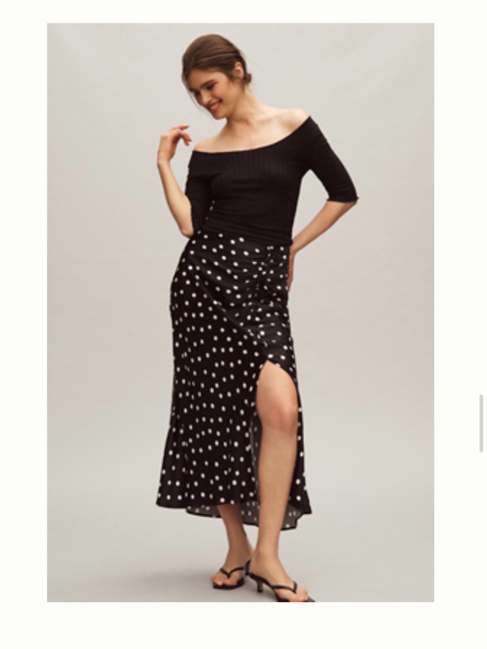 Mel Ruched Side-Slit Midi Skirt by Maeve